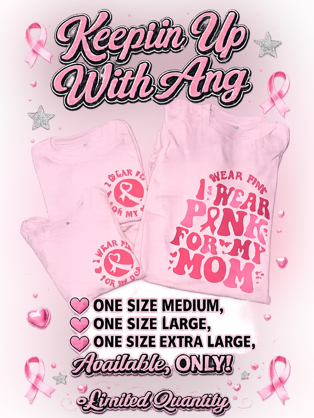 I Wear Pink For My Mom Breast Cancer Awareness Tee - Pink